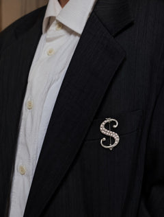 Pearl Initial "S" Brooch