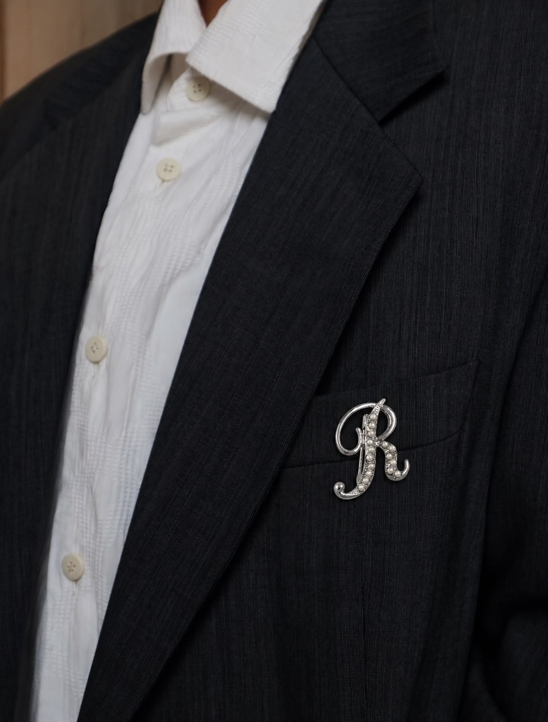 Pearl Initial "R" Brooch