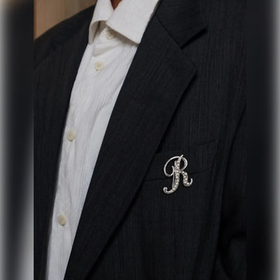 Pearl Initial "R" Brooch