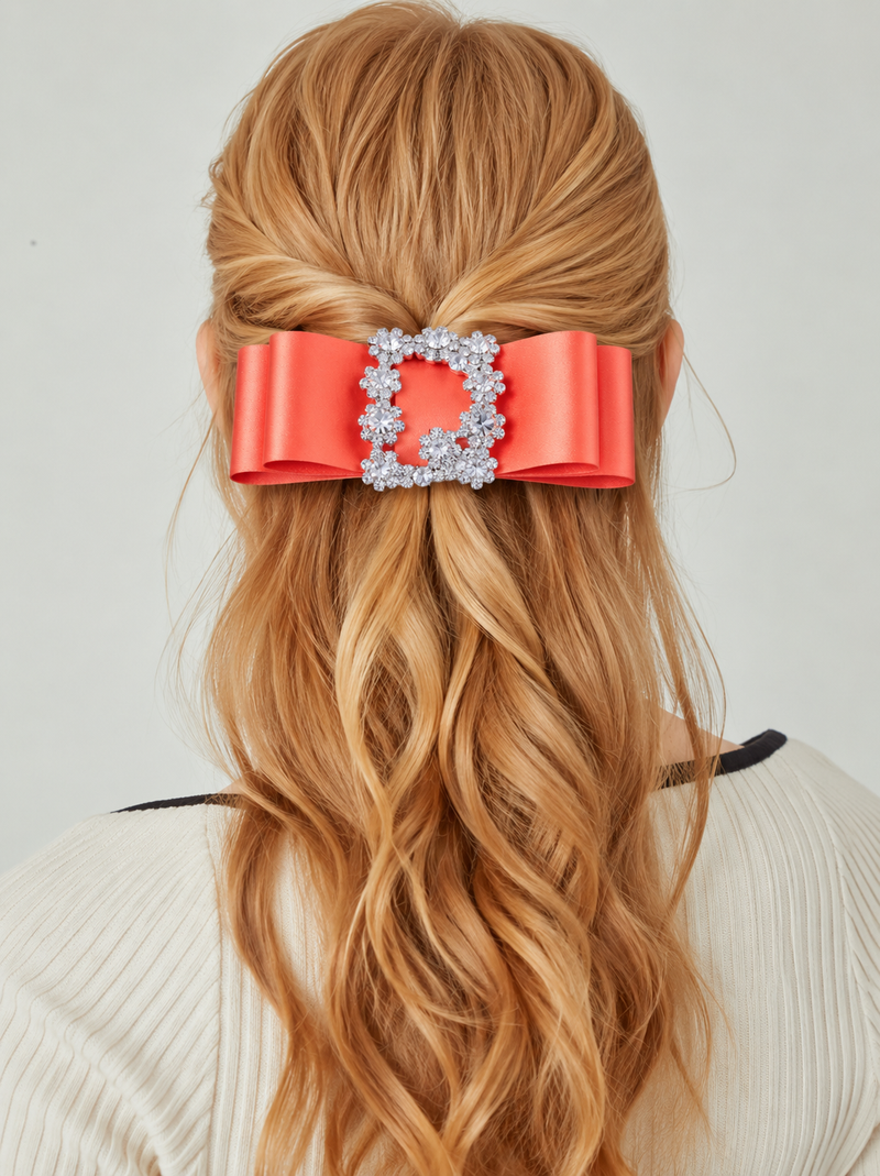 Grosgrain Bow Square Buckle Hair Clip
