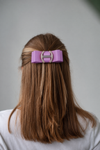 Grosgrain Bow & Curved Rhinestone Buckle Hair Clip
