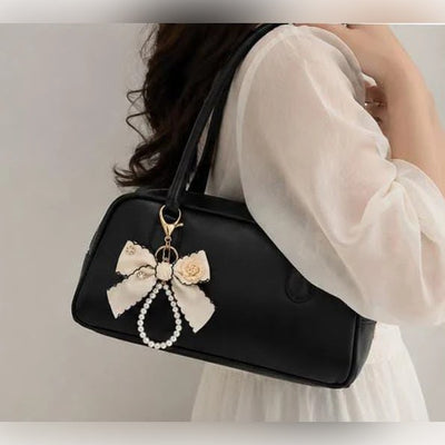 Camellia Bow Pearl Bag Charm