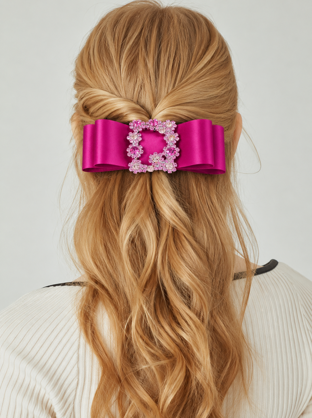 Grosgrain Bow Square Buckle Hair Clip