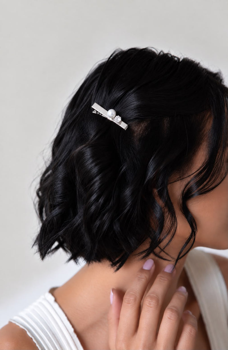 Crystal & Pearl Alligator Hair Clip