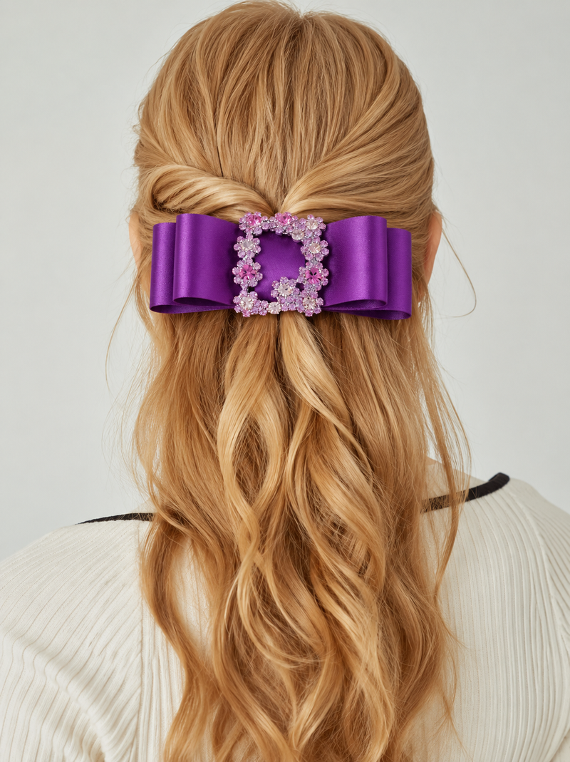 Grosgrain Bow Square Buckle Hair Clip