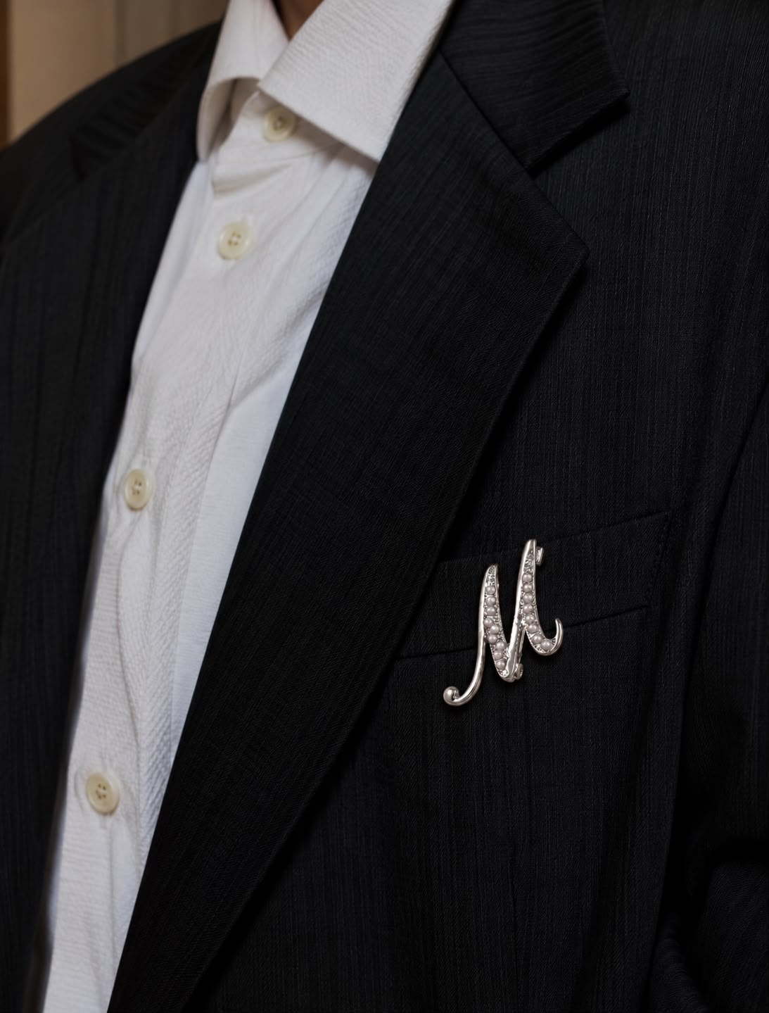 Pearl Initial "M" Brooch