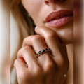Onyx Beaded Halo Stone Ring | Vybe Global Store