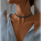 Silver and Black Leather Woven Chain Choker Necklace | Vybe Global Store