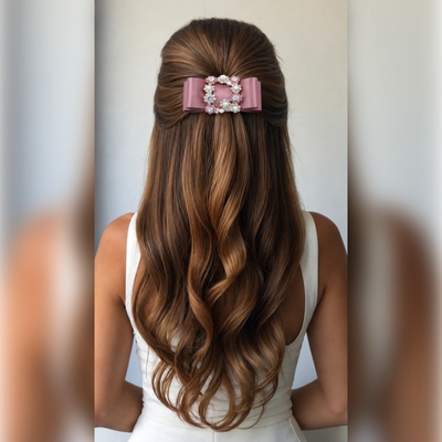 Grosgrain Bow & Rhinestone Buckle Hair Clip