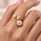 Triple Pearl Open Ring | Vybe Global Store - Image 9
