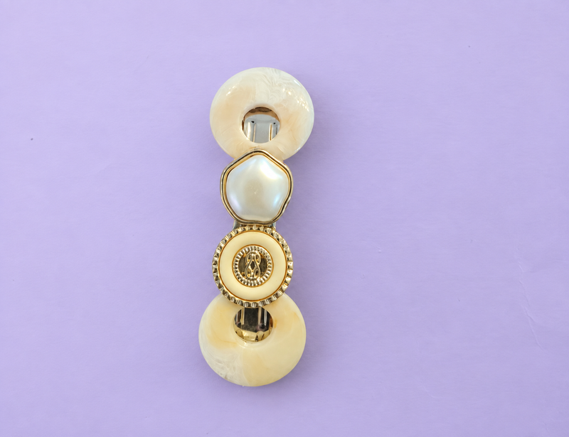 Filigree Shield & Faux Pearl Drop Hair Clip